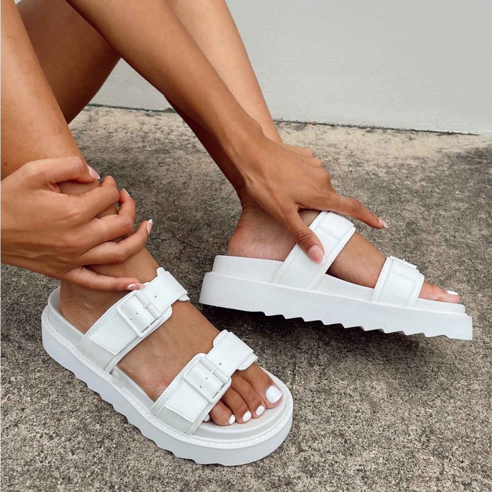 Princess Polly MaBelle Sandals in all white.
